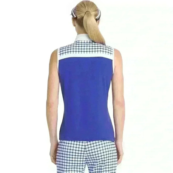 Izod Women’s Sleeveless Collared V-Neck Plaid Pieced Golf Athletic Polo Size XXL - Picture 2 of 6